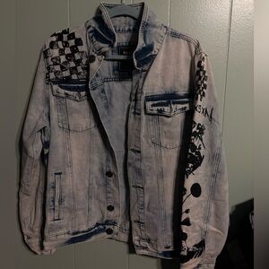Denim Jacket with Black Graphic Design